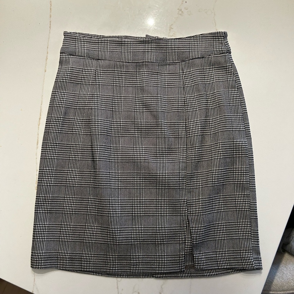 Garage Classic Black and White Plaid Skirt